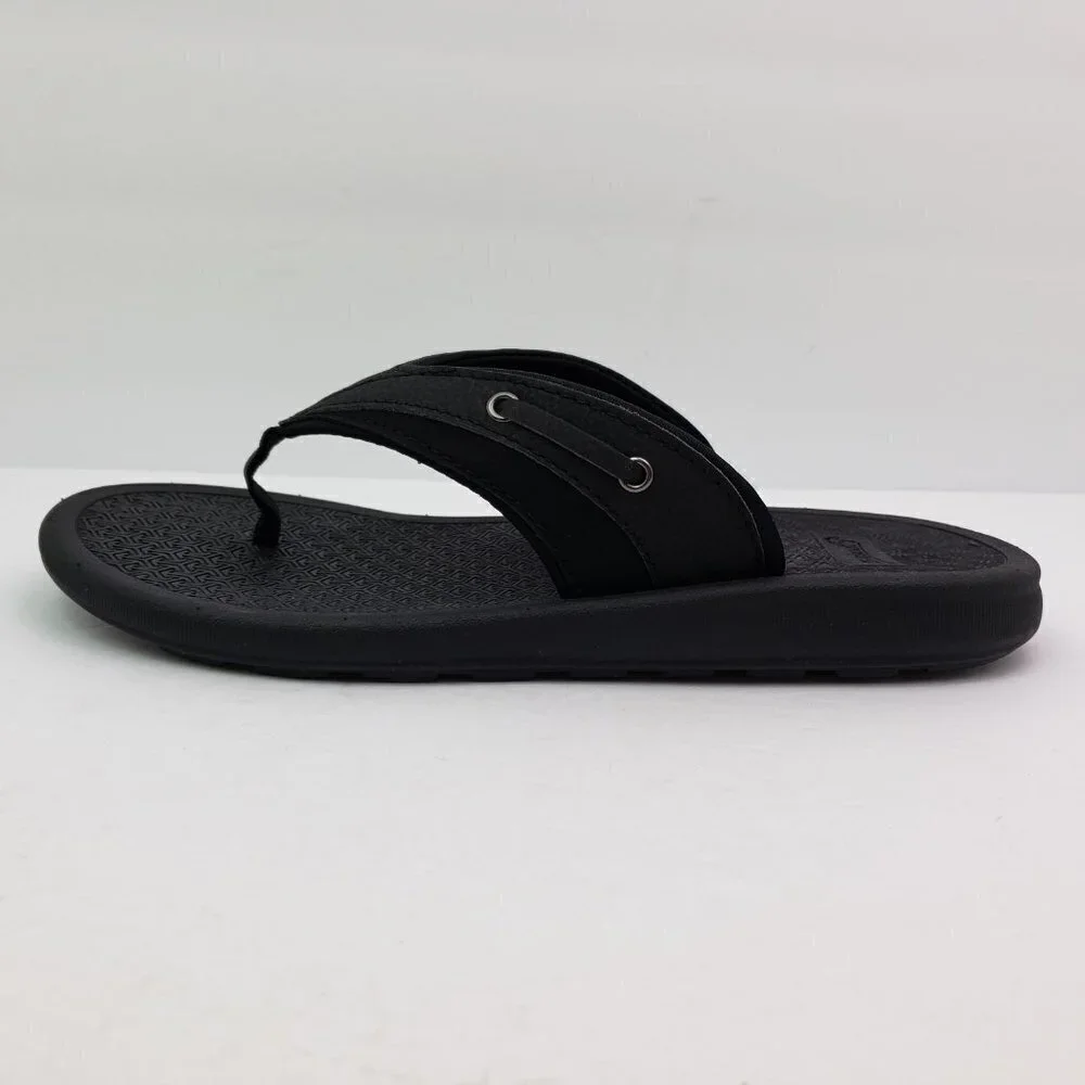 NEW KS Island Mens Size 10W Black Slip On Casual Thong Flip Flop Sandals 13173